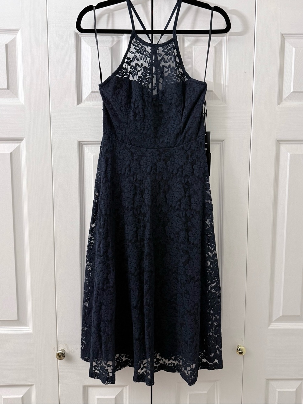 Lulu’s My Kingdom Navy Blue Lace Midi Dress